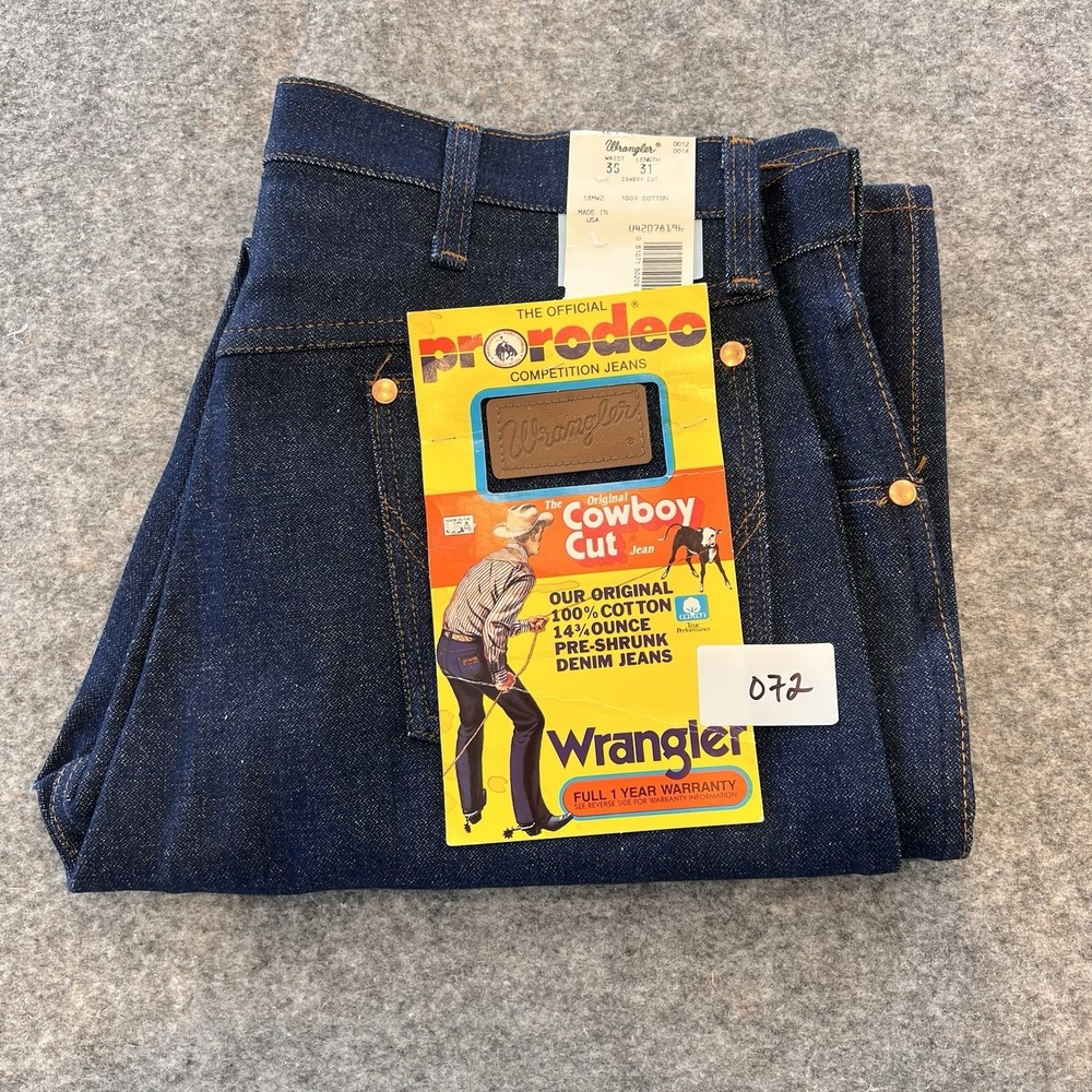 Vintage Wranglers Pro Rodeo Cowboy Cut Men's Size 36 Deadstock 13mwz Indigo 70's